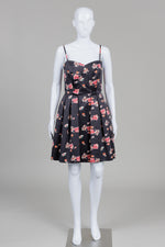 Load image into Gallery viewer, Jill Stuart Black Floral Print Satin Bustier Dress (8)
