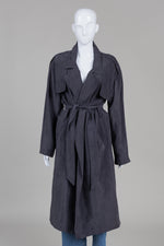Load image into Gallery viewer, Smythe Charcoal Soft Midi Length Trench Coat (S)

