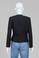 Load image into Gallery viewer, adl Vintage Black/Herringbone Collarless Jacket (38)
