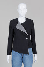 Load image into Gallery viewer, adl Vintage Black/Herringbone Collarless Jacket (38)
