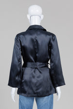Load image into Gallery viewer, Emanuel Ungaro Black Satin Belted Jacket (6)
