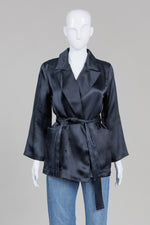Load image into Gallery viewer, Emanuel Ungaro Black Satin Belted Jacket (6)
