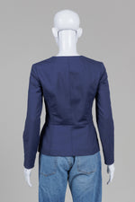 Load image into Gallery viewer, Judith &amp; Charles Navy Peplum Collarless Jacket (4)
