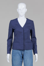 Load image into Gallery viewer, Judith &amp; Charles Navy Peplum Collarless Jacket (4)
