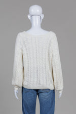 Load image into Gallery viewer, La Maille Sezanne Ivory Cable &amp; Bobble V-Neck Cardigan (S)
