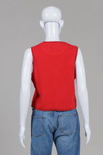 Load image into Gallery viewer, Burberry's Vintage Red Ribbed V-Neck Zip Vest (M)
