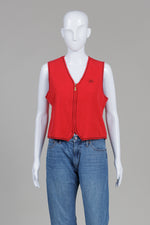 Load image into Gallery viewer, Burberry's Vintage Red Ribbed V-Neck Zip Vest (M)
