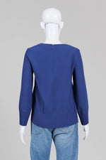 Load image into Gallery viewer, COS Blue Back Zip Top w/ Pleated Hem &amp; Cuffs (2)
