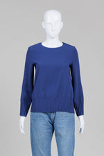 Load image into Gallery viewer, COS Blue Back Zip Top w/ Pleated Hem &amp; Cuffs (2)
