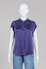 Load image into Gallery viewer, Vince Purple Satin Cap Sleeve Silk Top (XS)

