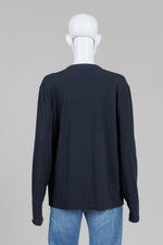 Load image into Gallery viewer, Emporio Armani Black Jersey Long Sleeve Top w/ Side Zip (XL)
