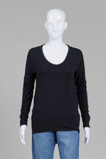 Load image into Gallery viewer, Helmut Lang Black Jersey Long Sleeve T w/ Draped Back (S)
