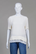Load image into Gallery viewer, Helmut Lang White Crinkle Fabric Layered Look Short Sleeve Top (S)
