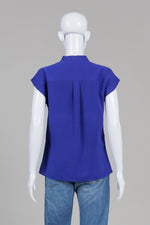 Load image into Gallery viewer, Reiss Royal Blue Cap Sleeve Blouse (10)
