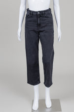 Load image into Gallery viewer, COS cropped straight leg extra high rise black jeans
