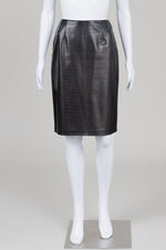 Load image into Gallery viewer, Danier Couture black faux alligator pencil skirt (2)
