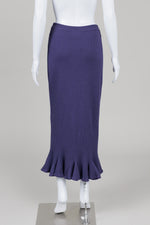 Load image into Gallery viewer, Dorothee Bis vintage purple maxi wool knit skirt with ruffled hem (L)

