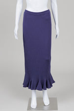 Load image into Gallery viewer, Dorothee Bis vintage purple maxi wool knit skirt with ruffled hem (L)
