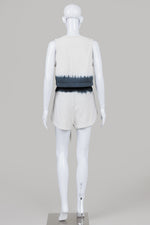 Load image into Gallery viewer, AllSaints 2 piece fleece off white/black dip dye short and sleeveless cropped top set (M)

