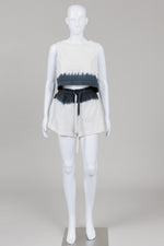 Load image into Gallery viewer, AllSaints 2 piece fleece off white/black dip dye short and sleeveless cropped top set (M)

