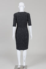 Load image into Gallery viewer, Akris Punto Black Salt &amp; Pepper Knit Short Sleeve Sheath Dress (12)
