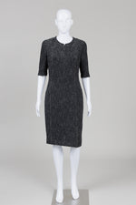 Load image into Gallery viewer, Akris Punto Black Salt &amp; Pepper Knit Short Sleeve Sheath Dress (12)
