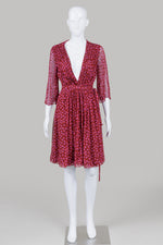 Load image into Gallery viewer, Diane von Furstenberg Wine/Pink Print Silk Wrap Dress (6)
