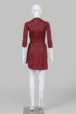 Load image into Gallery viewer, Diane von Furstenberg Black/Red Lip Print Silk Wrap Dress (0)
