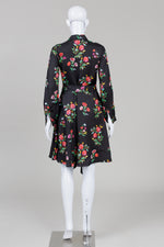 Load image into Gallery viewer, Kate Spade Black Red Rose Print Shirt Dress w/ Belt (XXS)
