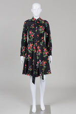 Load image into Gallery viewer, Kate Spade Black Red Rose Print Shirt Dress w/ Belt (XXS)
