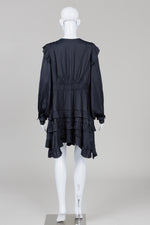 Load image into Gallery viewer, Anthropologie Black Long Sleeve Tiered Dress (1X)

