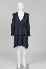 Load image into Gallery viewer, Anthropologie Black Long Sleeve Tiered Dress (1X)
