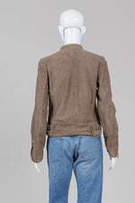 Load image into Gallery viewer, Mos Mosh Khaki Suede Moto Jacket (36)
