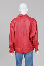 Load image into Gallery viewer, La Village du Cuir Vintage Red Leather Bomber Jacket (L)
