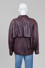 Load image into Gallery viewer, Creation Jez Vintage Dark Purple Leather Bomber Jacket (9) *Small mark under lapel
