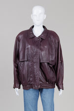 Load image into Gallery viewer, Creation Jez Vintage Dark Purple Leather Bomber Jacket (9) *Small mark under lapel
