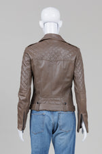 Load image into Gallery viewer, Danier Dark Taupe Leather Moto Jacket w/ Belt (XS)

