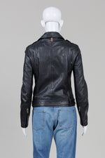Load image into Gallery viewer, Mackage for Aritzia Black Leather Moto Jacket (S)
