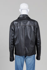 Load image into Gallery viewer, Danier Black Leather Zip Front Jacket w/ Contrast Stitching (M)
