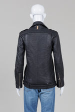 Load image into Gallery viewer, Mackage Black Pebbled Leather Moto Jacket (XXS)
