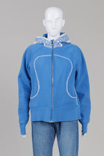 Load image into Gallery viewer, Lululemom Blue Fleece Zip Front Hoody w/ Knit Trim for 2010 Olympics (12)
