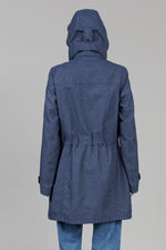 Load image into Gallery viewer, Jack Wolfskin Navy Heather Hooded Zip Front Rain Jacket (M)
