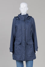 Load image into Gallery viewer, Jack Wolfskin Navy Heather Hooded Zip Front Rain Jacket (M)
