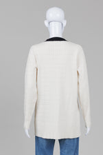 Load image into Gallery viewer, Adrianna Papell Ivory/Black Cable V-Front Cardigan (L)
