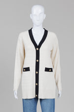 Load image into Gallery viewer, Adrianna Papell Ivory/Black Cable V-Front Cardigan (L)

