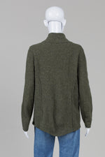 Load image into Gallery viewer, Eileen Fisher Green Wool Funnel Neck Cardigan (L)
