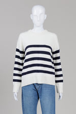 Load image into Gallery viewer, La Maille Sezane Ivory/Navy Stripe Crewneck Sweater (S)
