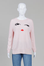 Load image into Gallery viewer, Kate Spade Pink Crewneck Sweater w/ Embroidered Face (S)
