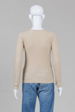 Load image into Gallery viewer, Kier + J Beige Cashmere Allover Cable Sweater (S)
