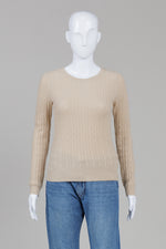 Load image into Gallery viewer, Kier + J Beige Cashmere Allover Cable Sweater (S)
